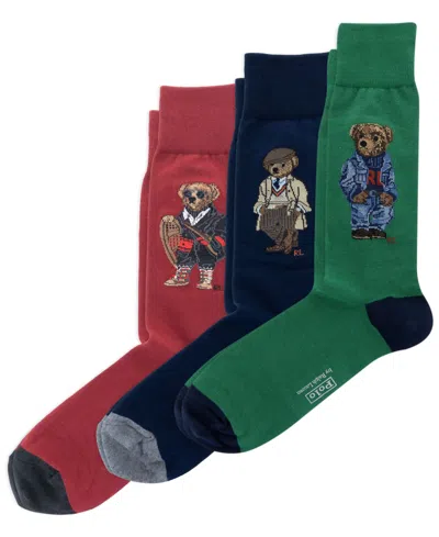 Polo Ralph Lauren Men's 3-pack Assorted Bears Socks Giftbox In Multi