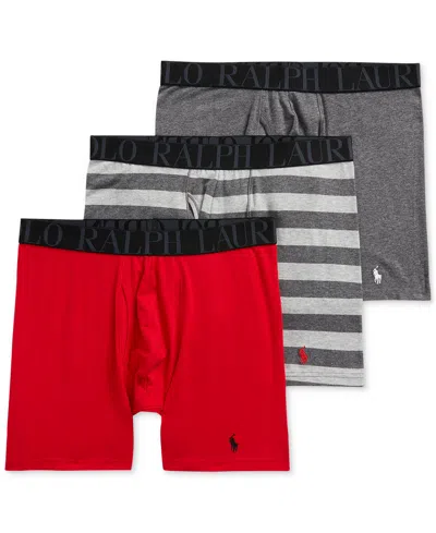Polo Ralph Lauren Men's 3-pack Classic Stretch Boxer Briefs In Red Multi