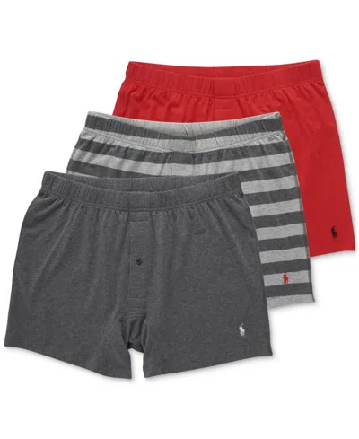 Polo Ralph Lauren Men's 3-pack Classic Stretch Knit Boxers In Cruise Navy Tattersall Plaid,scout Plaid