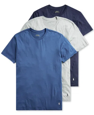 Polo Ralph Lauren Men's 3-pack V-neck Classic Undershirts In Andover,bali Blue,cruise Navy