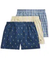 Polo Ralph Lauren Men's 3-pack Classic Woven Cotton Boxers In Rustic Navy,summer Stripe,sag Harbor
