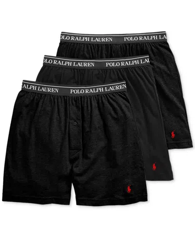 Polo Ralph Lauren Men's 3-pack Cotton Classic Knit Boxers In Polo Black