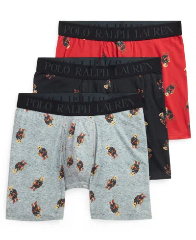 Polo Ralph Lauren Men's 3-pack Elastic Waist Boxer Briefs Holiday Gift Set In Multi