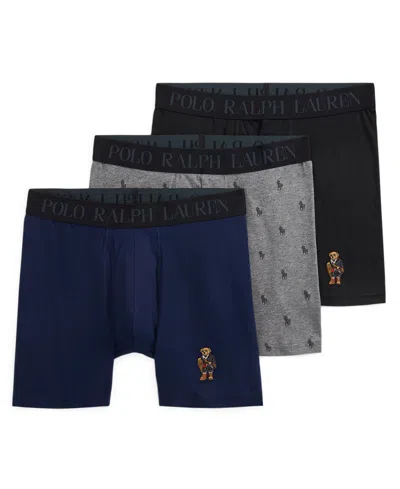Polo Ralph Lauren Men's 3-pack Elastic Waist Boxer Briefs Holiday Gift Set In Multi