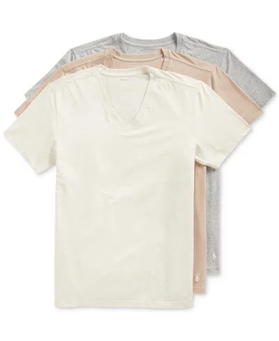 Polo Ralph Lauren Men's 3-pack Slim-fit Stretch V-neck Undershirts In Cream Multi
