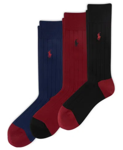 Polo Ralph Lauren Men's 3-pack Soft Touch Rib Dress Socks In Multi