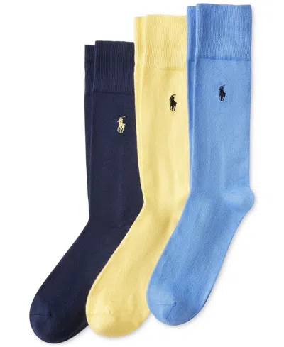 Polo Ralph Lauren Men's 3 Pack Super-soft Dress Socks In Blue