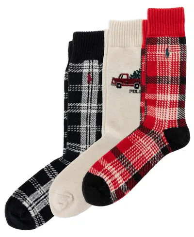 Polo Ralph Lauren Men's 3-pack Truck Shirting Plaids Socks Giftbox In Brown