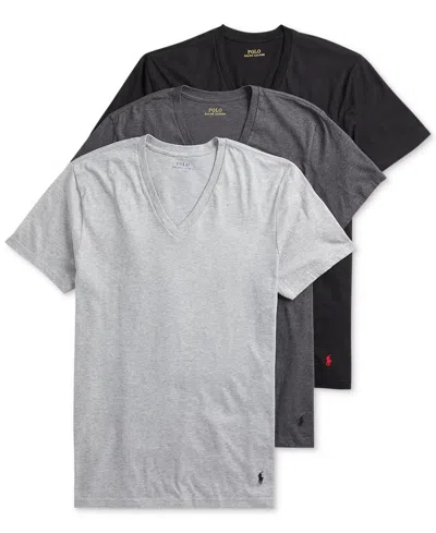 Polo Ralph Lauren Men's 3-pack V-neck Classic Undershirts In Andover,madison,black