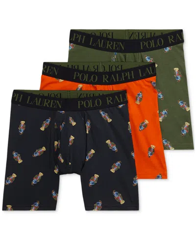 Polo Ralph Lauren Men's 3-pk. Boxer Briefs Holiday Gift Set In Polo Black,dusk Orange,classic Drab