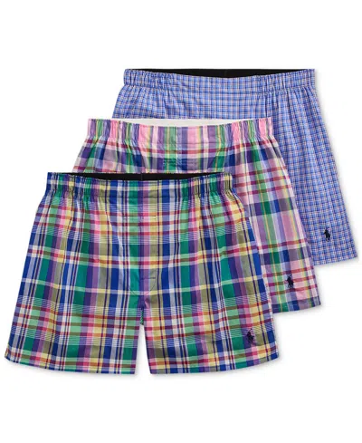 Polo Ralph Lauren Men's 3-pk. Classic Woven Cotton Boxers In Morgan Plaid,burke Plaid,colby Plaid