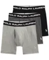 Polo Ralph Lauren Perfect Pouch Boxer Brief 3-pack In Andover Heather,charcoal Heather,black
