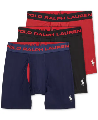 Polo Ralph Lauren Men's 3-pk. Perfect Pouch Boxer Briefs In Cruise Navy,black,red