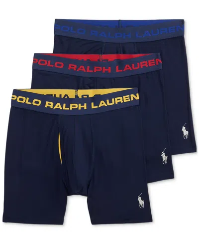 Polo Ralph Lauren Men's 3-pk. Perfect Pouch Boxer Briefs In Cruise Navy,gold Bugle Pouch,red Pouch,h
