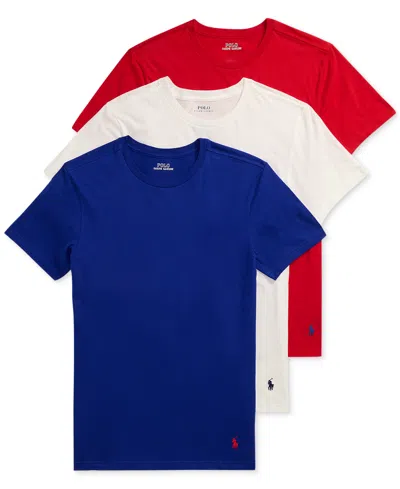 Polo Ralph Lauren Men's 3-pk. Slim-fit Crewneck Undershirts In Heritage Royal,white,red
