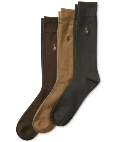 Polo Ralph Lauren Men's 3-pk. Supersoft Dress Socks In Khaki,olive Assorted