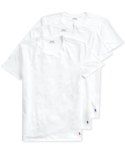 Polo Ralph Lauren Men's 3-pack Slim-fit Classic Cotton Crew Undershirts In White