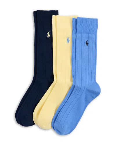 Polo Ralph Lauren Men's 3-pack Solid Ribbed Slack Socks In Blue