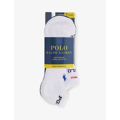 Polo Ralph Lauren Logo-intarsia Pack Of Three Cotton-blend Socks In 3pk White/navy/grey