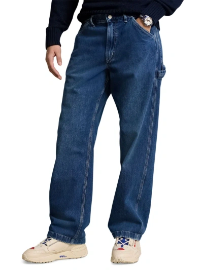 Polo Ralph Lauren Men's 3x1 Rigid Denim Dungaree Jeans In Astern