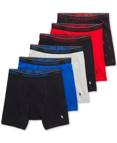 Polo Ralph Lauren Men's 5 +1 Free Bonus. Classic-fit Cotton Boxer Briefs In Polo Black,sapphire