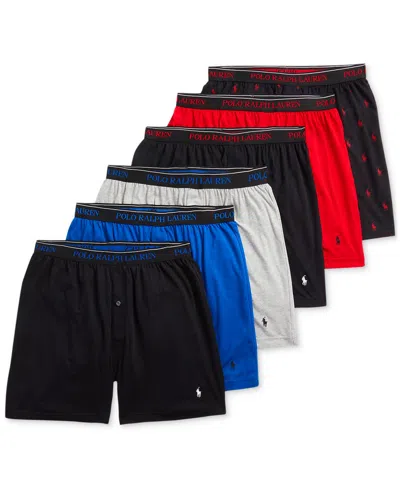 Polo Ralph Lauren Men's 5 +1 Free Bonus Pack. Cotton Classic-fit Knit Boxers In Polo Black,sapphire