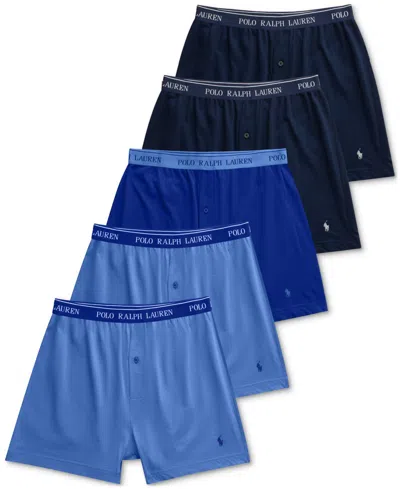 Polo Ralph Lauren Men's 5-pack Classic-fit Cotton Knit Boxers In Blue