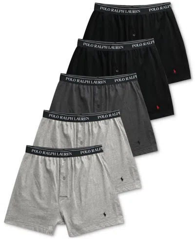 Polo Ralph Lauren Men's 5-pack Classic-fit Cotton Knit Boxers In Grey