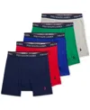Polo Ralph Lauren Men's 5-pack Classic Cotton Boxer Briefs, Exclusively At Macy's In Cruise Navy,rl2000 Red,heritage Royal,bi