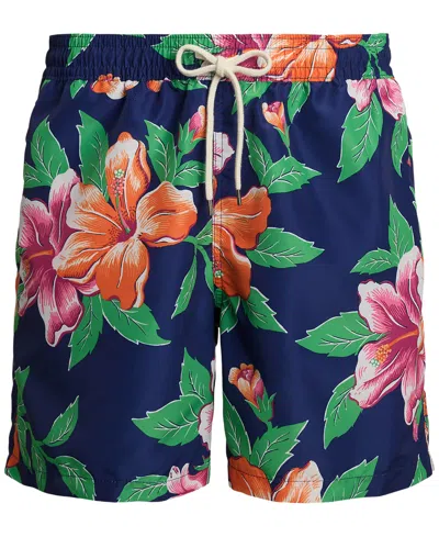 Polo Ralph Lauren Floral-print Swim Shorts In Hibiscus Navy