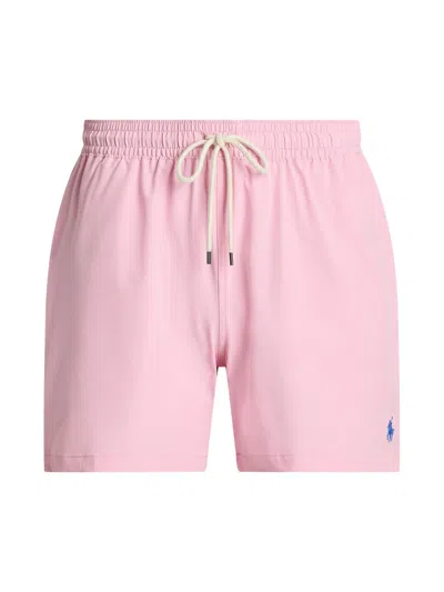 Polo Ralph Lauren Traveller Straight-leg Mid-length Swim Shorts In Pink
