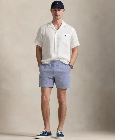 Polo Ralph Lauren Men's 6-inch Polo Prepster Seersucker Shorts In Blue White