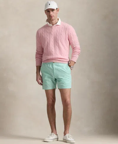 Polo Ralph Lauren Men's 6-inch Polo Prepster Seersucker Shorts In Key West Green,white