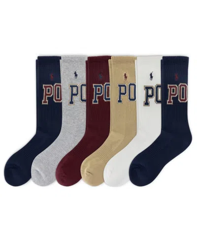 POLO RALPH LAUREN MEN'S 6-PACK VARSITY LOGO CREW SOCKS