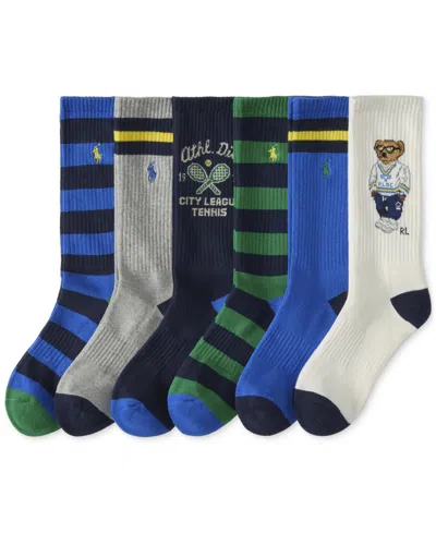 Polo Ralph Lauren Men's 6-pk. Athletic Club Bear Crew Socks In Navy,white