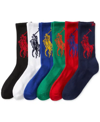 Polo Ralph Lauren Men's 6-pk. Big Pony Crew Socks In Multi