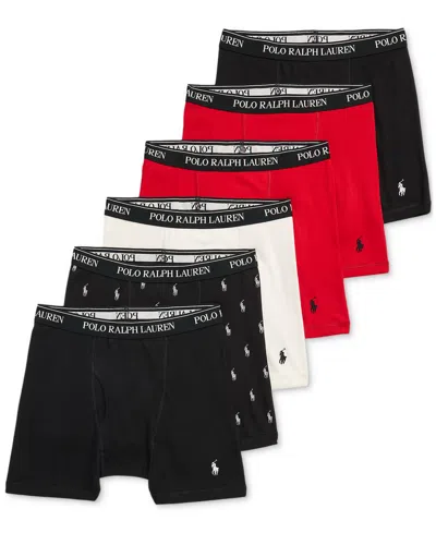 Polo Ralph Lauren Men's 6-pk. Classic-fit Boxer Briefs In Black,red,white,black W,white Aopp,red,b