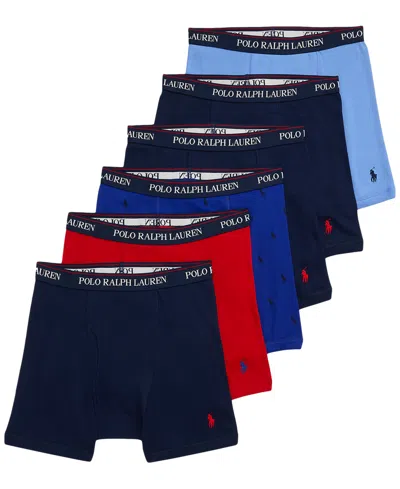 Polo Ralph Lauren Men's 6-pk. Classic-fit Boxer Briefs In Cruise Navy,red,heritage Royal,cruise Na
