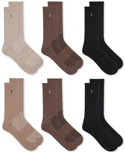Polo Ralph Lauren Men's 6-pk. Performance Sport Crew Socks In Brown
