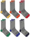 Polo Ralph Lauren Men's 6-pk. Performance Tipped Color Heel Toe Crew Socks In Asst