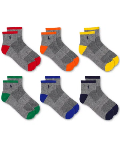 Polo Ralph Lauren Men's 6-pk. Performance Tipped Color Heel Toe Quarter Socks In Multi