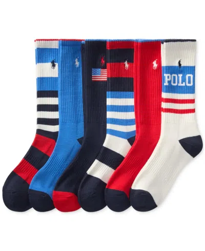 Polo Ralph Lauren Men's 6-pk. Polo Usa Crew Socks In Navy Assorted