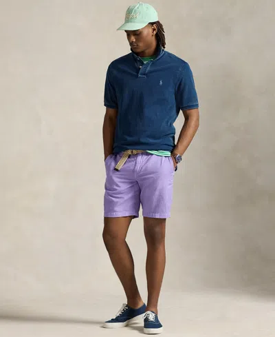 Polo Ralph Lauren Men's 8.5" Straight-fit Linen Cotton Chino Shorts In Powder Purple