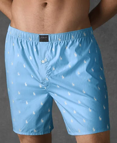 Polo Ralph Lauren Men's Allover Pony Woven Boxers In Blue