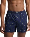 Polo Ralph Lauren Men's Allover Pony Woven Boxers In Cruise Navy W,sunfish Yellow Aopp