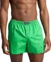 Polo Ralph Lauren Signature Pony Cotton Boxer In Grasshopper Green W,rugby Royal Aopp