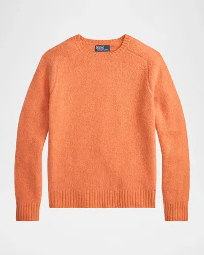 Polo Ralph Lauren Men & Apos;s Wool And Cashmere Suede Elbow-patch Crewneck Sweater In Orange