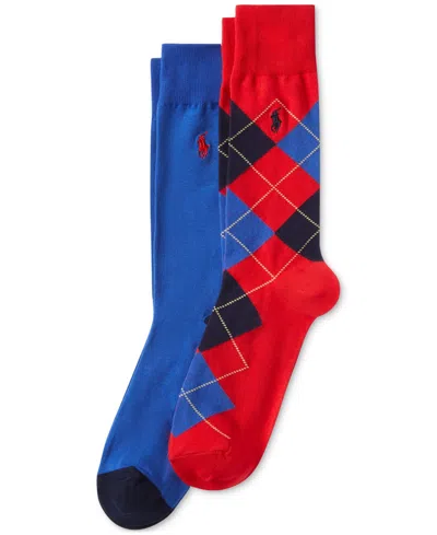 Polo Ralph Lauren Men's Argyle Slack Socks, 2-pack In Red