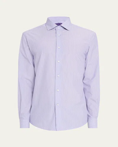 Polo Ralph Lauren Men's Aston End-on-end Striped Sport Shirt In Pplwht
