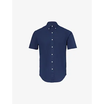 Polo Ralph Lauren Mens Astoria Navy Logo-embroidered Regular-fit Short-sleeve Cotton Shirt
